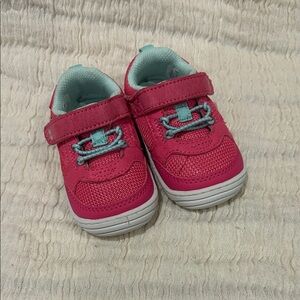 Stride Rite Toddler Pink Sneakers with Mint Accents - Easy Hook-and-Loop Closure